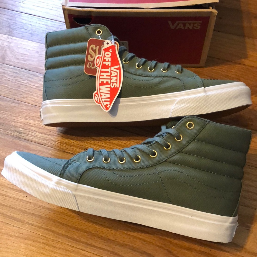 NewinBox Vans Skate Hi Top Slim Gold Green